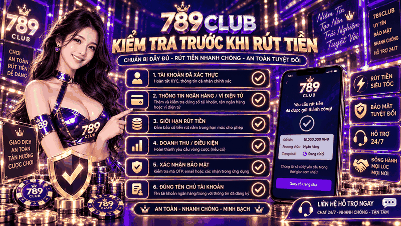 Kiểm tra trước khi rút tiền - 789club